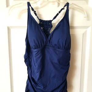 Large Jantzen Navy Blue slimming bathing suit.